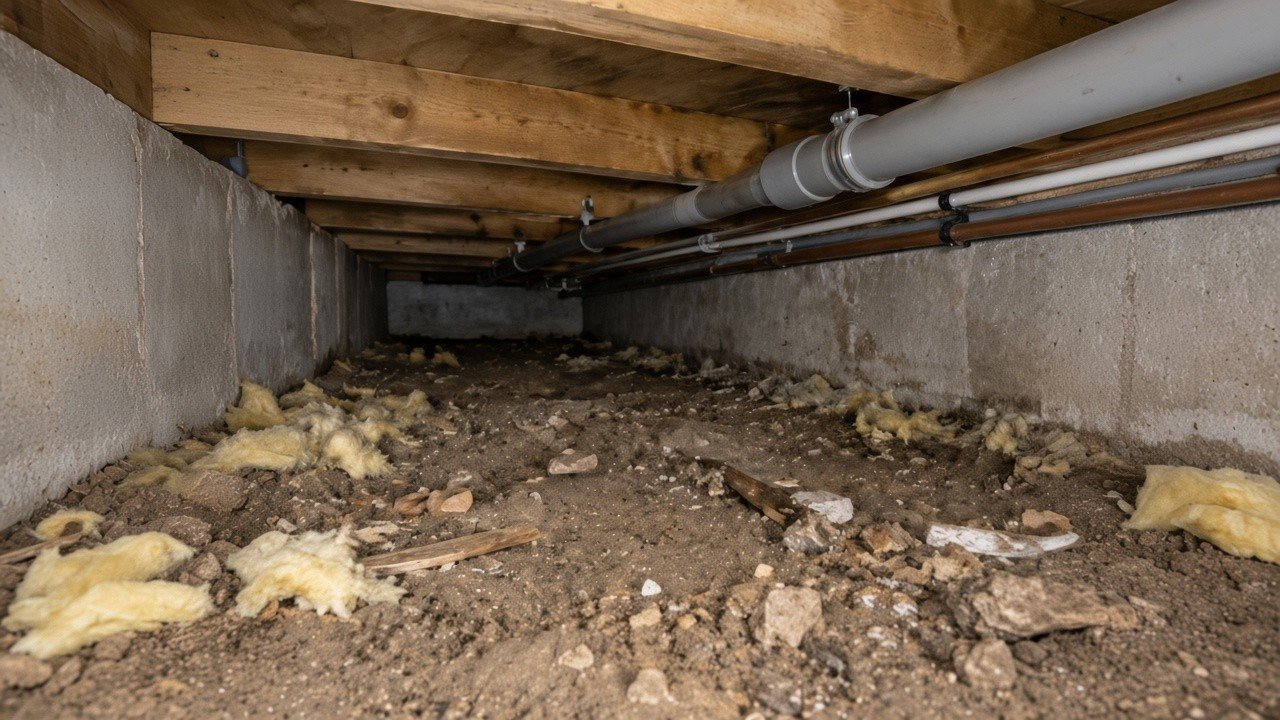 Crawlspace before insulation